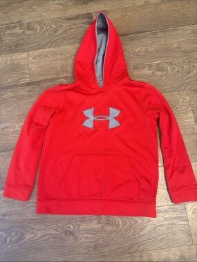 Under Armour Youth XL Red Hoodie with Gray Logo